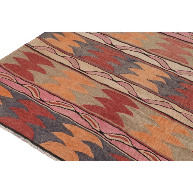 Vintage Karadagh Persian Kilim in Red, Orange & Beige Patterns by Rug & Kilim For Sale In New York - Image 6 of 7