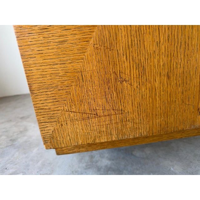 Vintage Hollywood Regency Lorin Jackson for Grosfeld House Oak Dresser With Brass Leaf Pulls For Sale - Image 14 of 17
