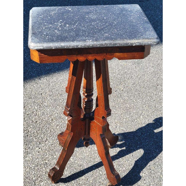 19th Century American Walnut Marble Side Table For Sale - Image 16 of 18