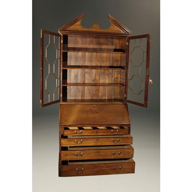 Antique English George III Mahogany Secretary Bookcase, Circa 1780 For Sale - Image 4 of 5
