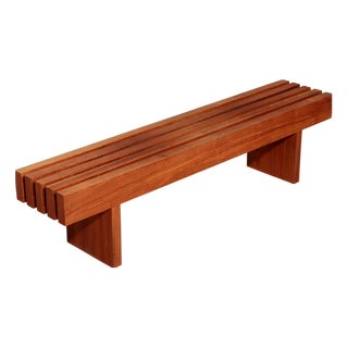 Vintage Italian Teak Bench, 1970s For Sale