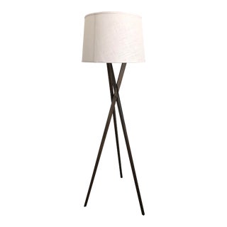 Mid-Century Wood Tripod Floor Lamp For Sale