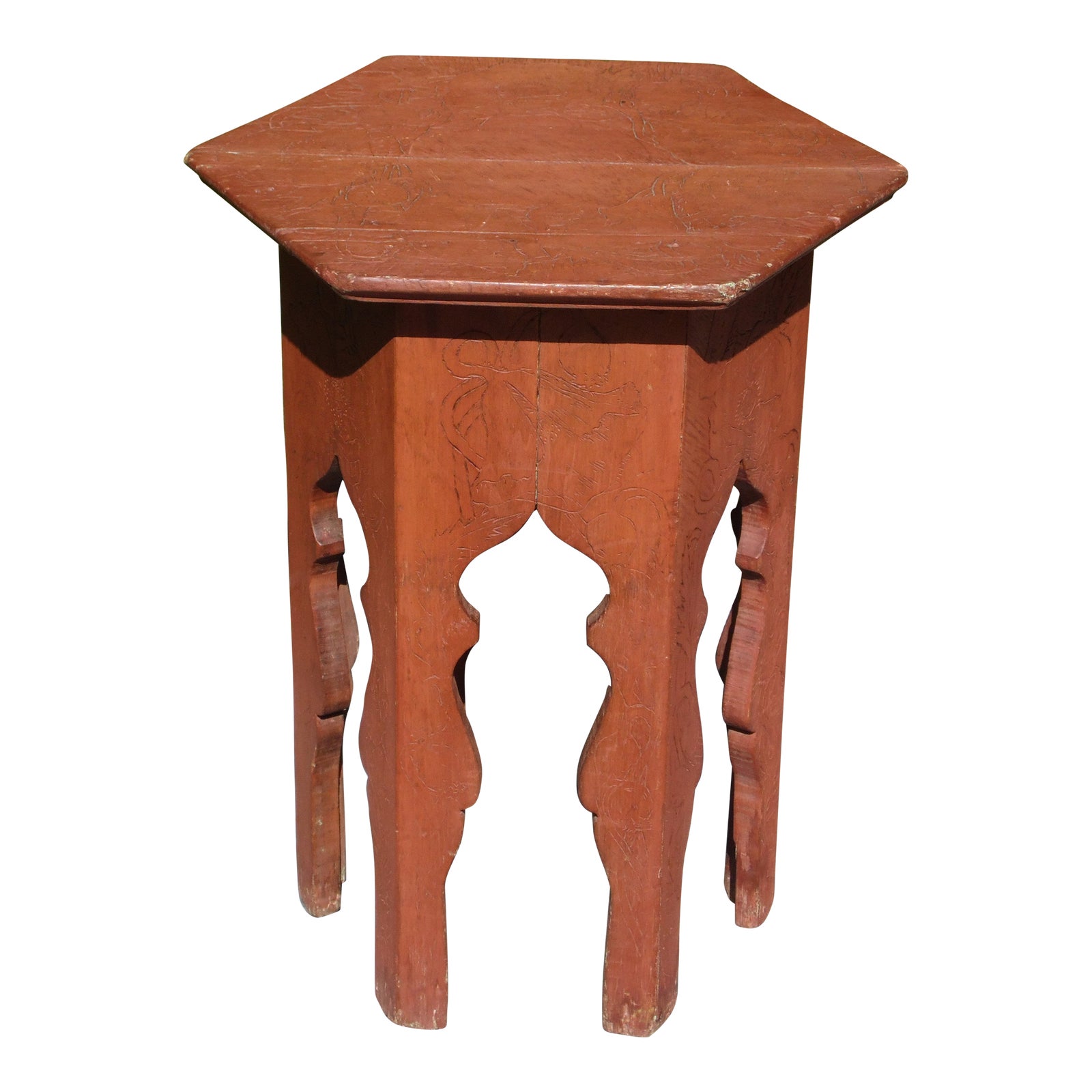Vintage Arts & Crafts Moorish Style Wood Taboret Table Hexagon Plant ...