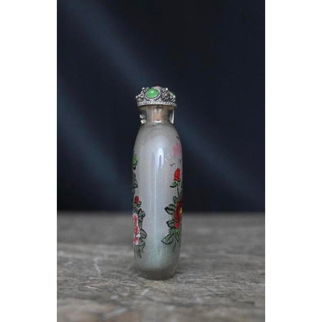 Chinese Mid 20th Century Chinese Inside-Painted Flower Snuff Bottle For Sale - Image 3 of 6