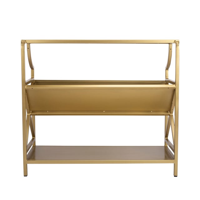 Metal Keats Library 2-Tier 36"W Bookcase, Gold For Sale - Image 7 of 9