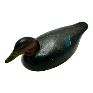 Excellent Large Size Antique American Hand Carved & Oil Painted Wood Duck Hunters Working Decoy 18 Inches Long
