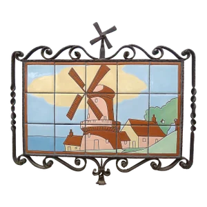 Iron-Framed Vintage Windmill Tile Panel by Mosaic Tile Company