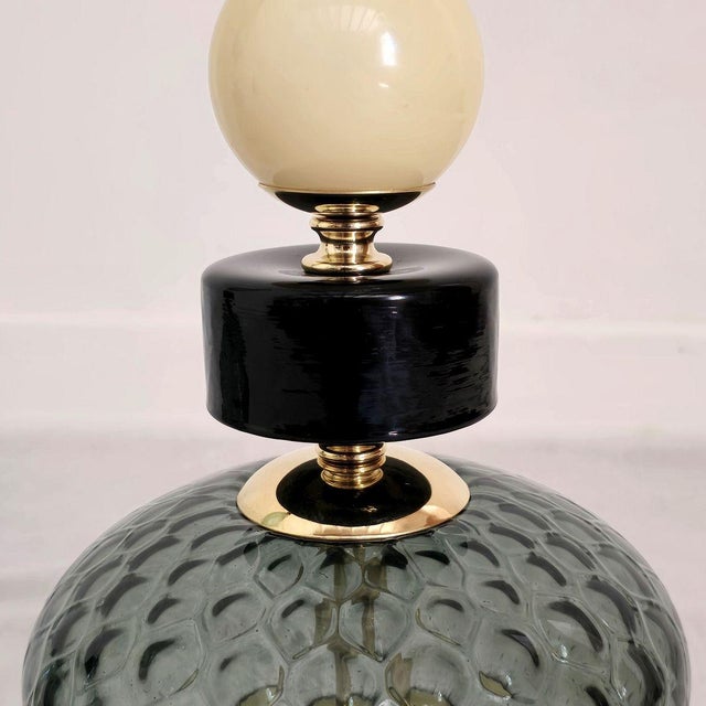 1980s Pair of 1980s Green Murano Glass Lamps, Italy For Sale - Image 5 of 10