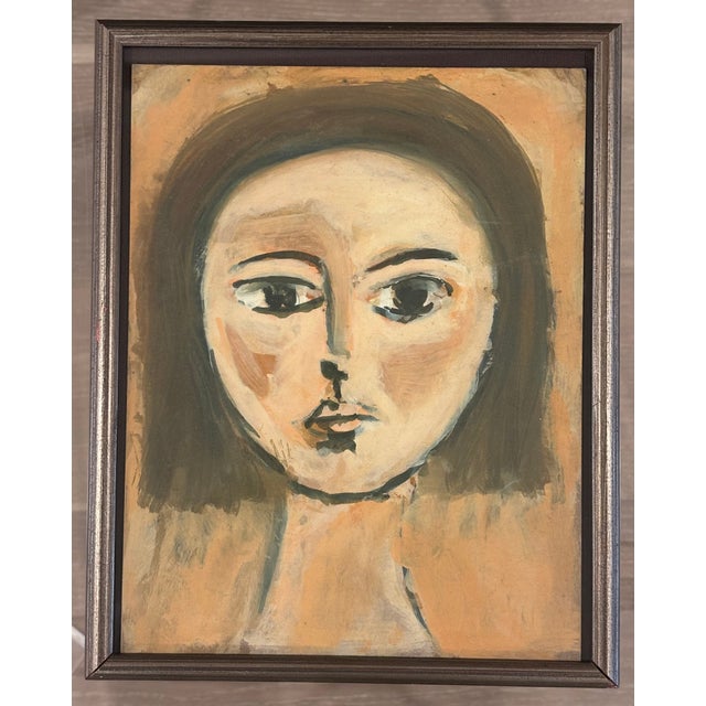 French Mid-20th Century Framed French Parisian Female Portrait Painting For Sale - Image 3 of 16
