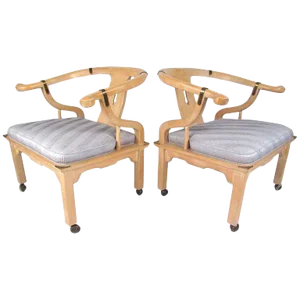 Set of Midcentury Chinoiserie Style Lounge Chairs by Century Chair Company