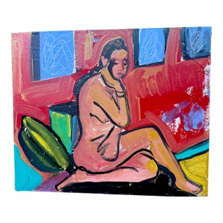 Expressionist Figure Study Painting on Panel For Sale