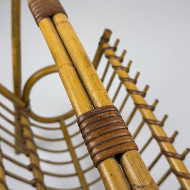 Vintage Bamboo and Vienna Straw Magazine Rack, Italy, 1960s For Sale - Image 11 of 17