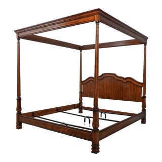 Drexel King Size Canopy Bed W. Painted Details For Sale