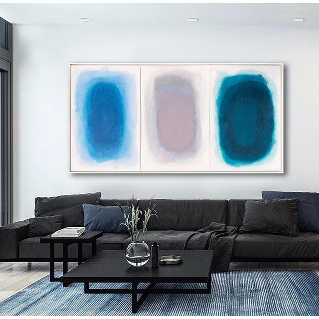 "Conversations 01/02/03" Set of 3 Oversized Luminescent Multi-Color Color Field Triptych Painting Panels, Framed For Sale - Image 11 of 11