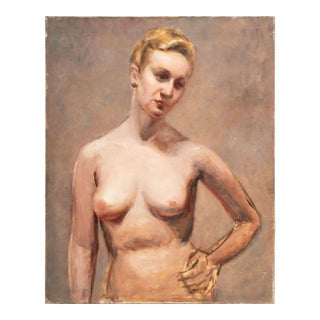 Leo Feldman Female Nude Portrait Oil For Sale