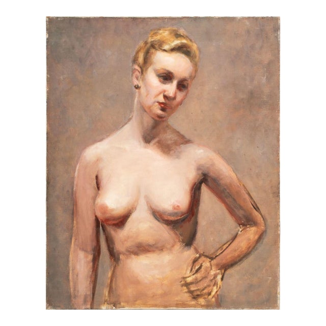 Leo Feldman Female Nude Portrait Oil For Sale