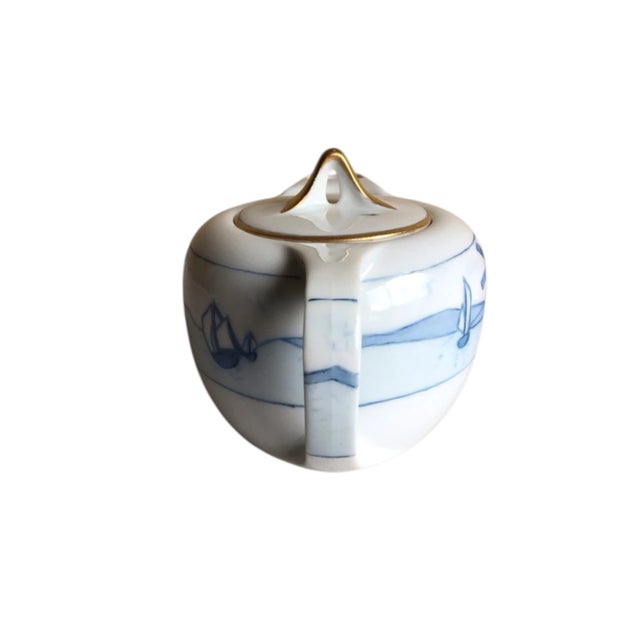 White Vintage Rosenthal Selb Bavaria Donatello Blue Windmill Gold Rim Sugar & Creamer Set- 2 Pieces For Sale - Image 8 of 13