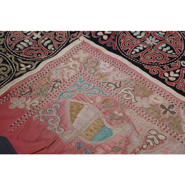 Vintage Kazakh Hand Embroidered Wall Hanging, 1950s For Sale - Image 11 of 17