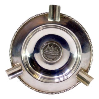 Silver Ashtray with Cord-Shaped Surrounding Frieze, Cigarette Holders and Central Sagres Training Ship Relief For Sale