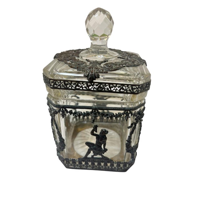 Late 19th Century French Empire Style Crystal Vanity Jar or Casket Box For Sale - Image 5 of 8