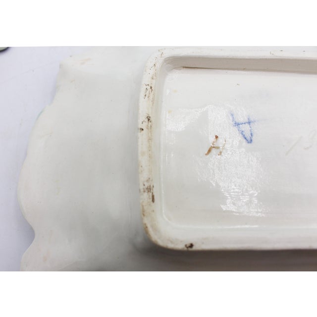 Circa 1900 French Majolica Asparagus Serving Tray With Drainer & Sauce Boat For Sale - Image 10 of 11