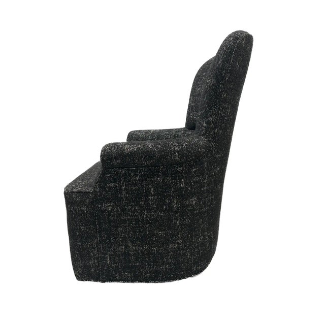 Custom-made Italian chair in black-sparkled boucle fabric. Can be purchased with or without the matching ottoman shown in...