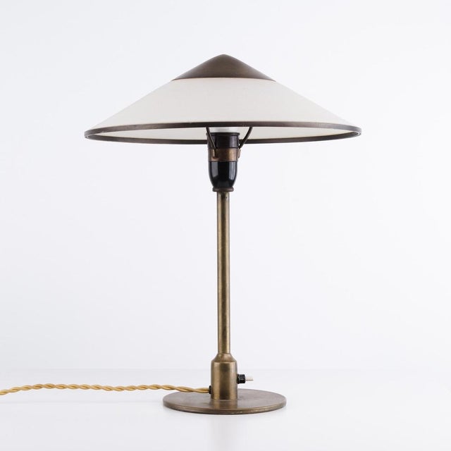 White Table Lamp in Brass with Off-White Shade by Niels Thykier For Sale - Image 8 of 9