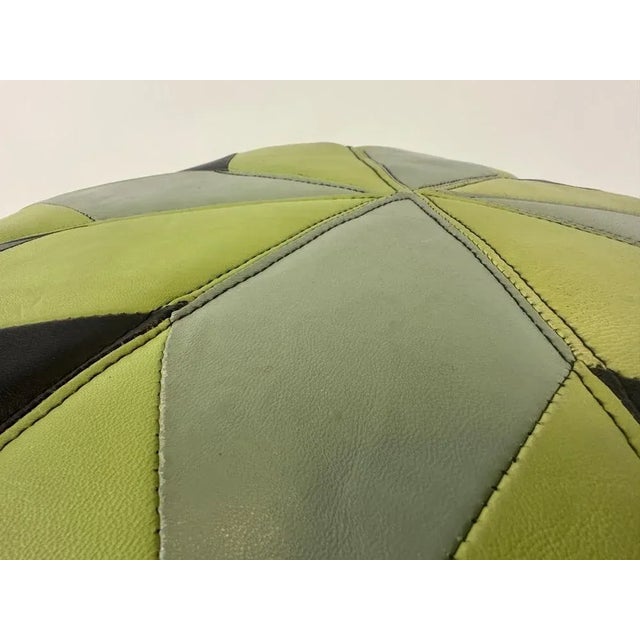 Chartreuse Hand-Crafted Morocco Leather Ottoman, 1980s For Sale - Image 8 of 10