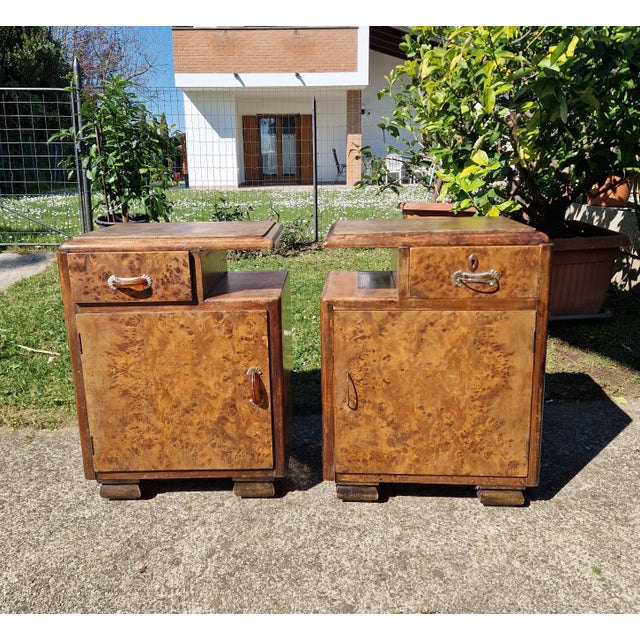 Art Deco Burl Bedside Tables, 1920s, Set of 2 For Sale - Image 3 of 15