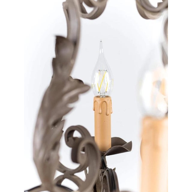 Vintage Metal Four-Arm Chandelier For Sale - Image 3 of 7