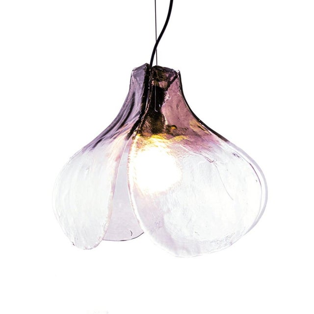 Purple Tulip Pendant Lamp in Plum and Clear Murano Glass by Carlo Nason for Mazzega, Italy, 1960s For Sale - Image 8 of 8