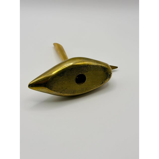 Vintage Solid Brass Duck Pen Holder & Paperweight Desk Accessory For Sale - Image 4 of 5