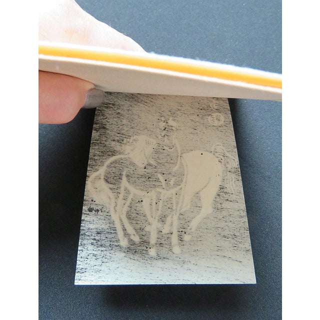 Black Sonan Noda Japanese Horses Woodblock Prints Writing Cards - Set of 6 For Sale - Image 8 of 10
