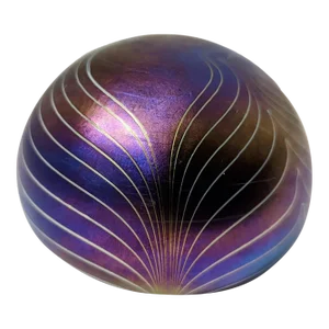 Artisan Unsigned Orient & Flume Style Iridescent Art Glass Paper Weight