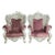 Rococo Style Throne Chair Set of 2 – Purple Mauve Velvet With Silver Leaf Hand-Carved Frame For Sale
