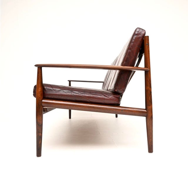 1960s Vintage Danish Leather Sofa by Grete Jalk for France and Son, 1960 For Sale - Image 5 of 11