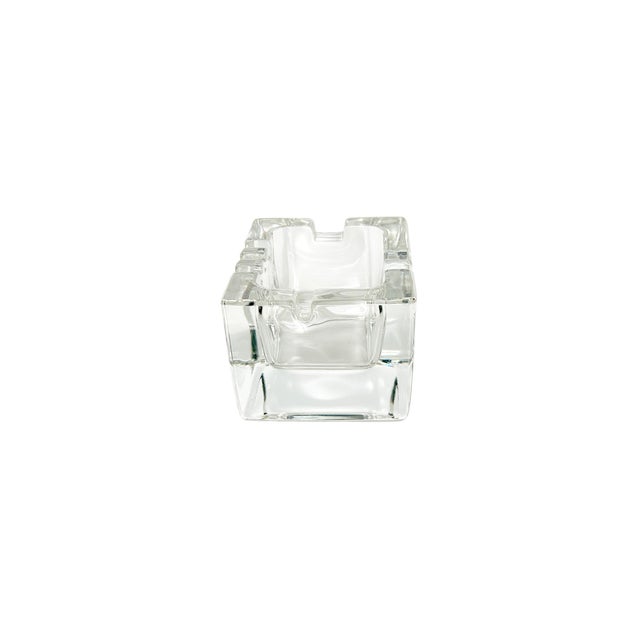 Nuutajarvi Notsjo Vintage Mid Century Modern Rectangular Crystal Ashtray For Sale - Image 4 of 8