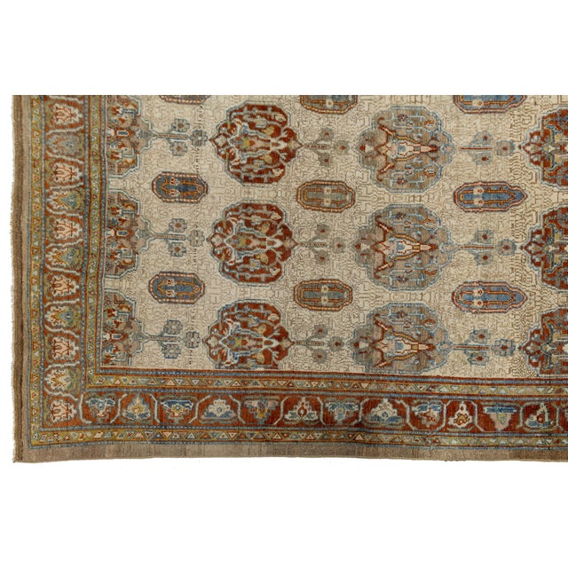 Textile Unique Antique Serab Rug With Geometric All-Over Medallion Motif For Sale - Image 7 of 13