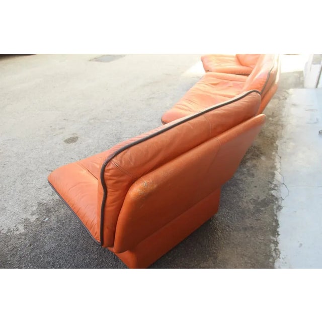 Cognac Leather Gabbiano Sofa & 2 Chairs from Lev&Lev, 1980s, Set of 3 , in Good conditions. Designed 1980 to 1989