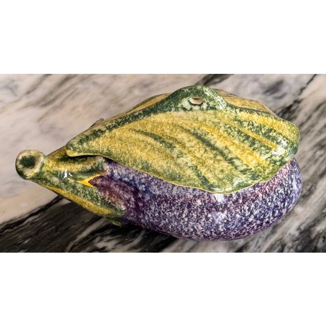 Ceramic LastCHANCE!Italian Majolica Style Eggplant Tureen For Sale - Image 7 of 12