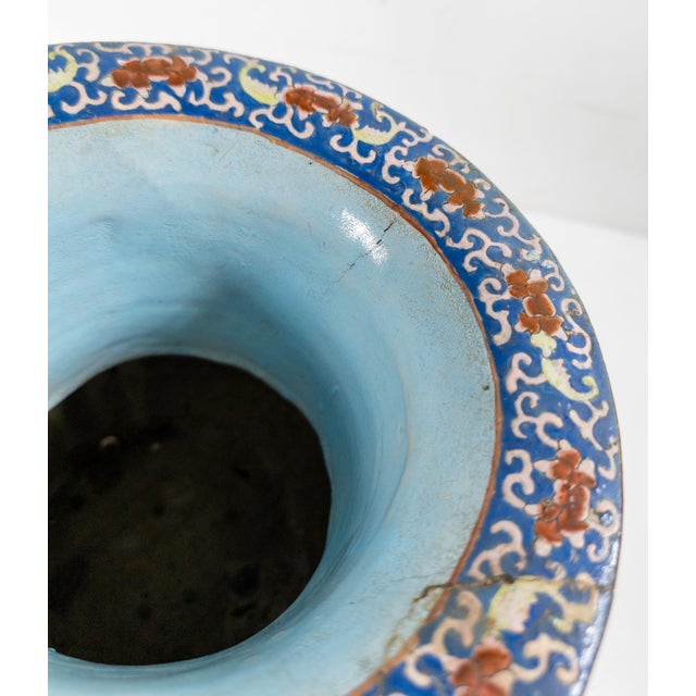 19th Century Chinese Unusual Qing Rose Medallion Yen Yen Vase, Canton Enamel on Stoneware For Sale - Image 12 of 18
