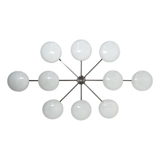 21st Century Dieci Satin Black Nickel Glossy White Murano Flush Mount by Fabio LTD For Sale