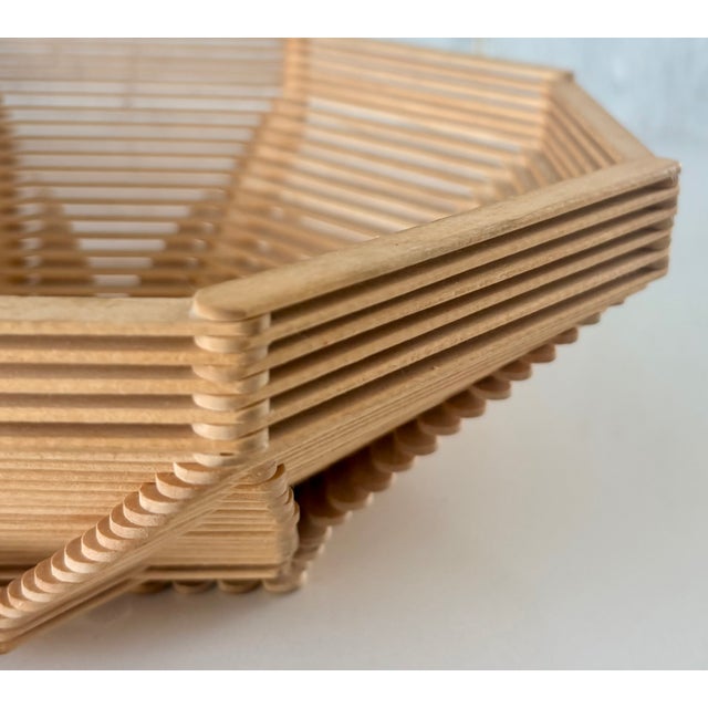 Vintage Tramp Art Style Octagonal Popsicle Stick Catchall Bowl For Sale - Image 9 of 10