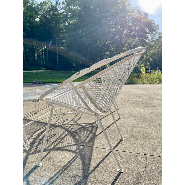 White 1950s Maurizio Tempestini for Salterini Radar MCM White Wrought Iron Lounge Chairs With Footrests, 4 Pieces For Sale - Image 8 of 12