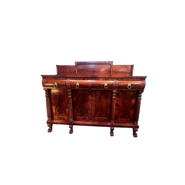 19th Century Flame Mahogany American Empire Sideboard Server For Sale In Boston - Image 6 of 12