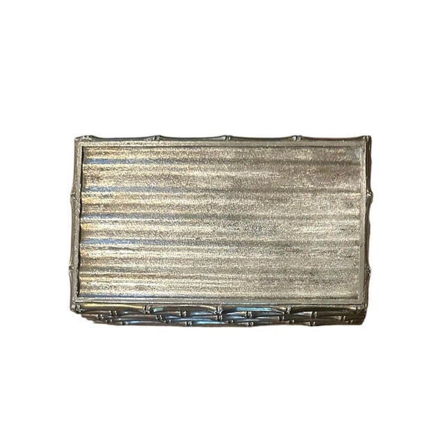 Silver Vintage French Petite Silver Plated Faux Bamboo Box / Container, Manner of Maison Bagues, Circa 1960 For Sale - Image 8 of 8