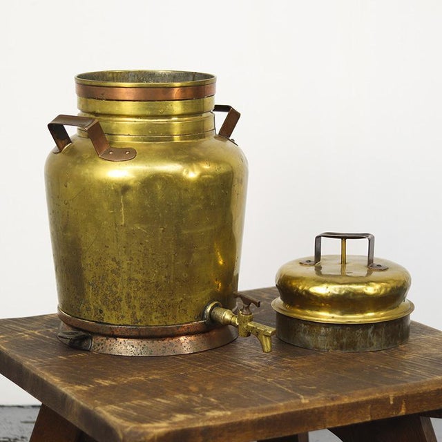 Large Rustic Farmhouse French Brass Canne à Lait or Milk Jug For Sale - Image 4 of 11