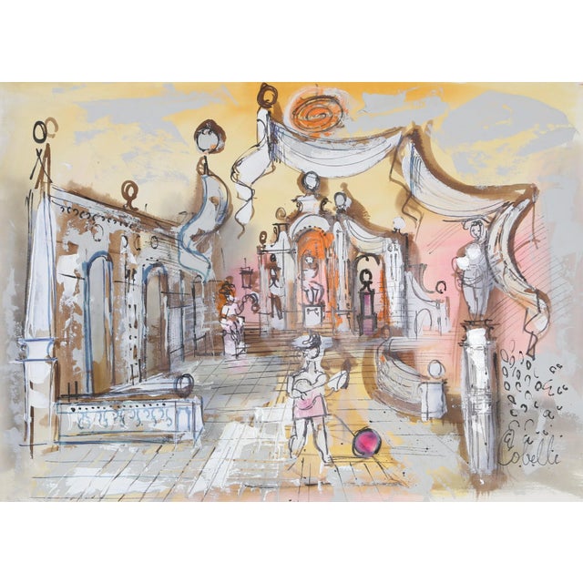 Sculpture Garden with Guitar Player 2 Charles Cobelle Medium: Acrylic on Paper, signed l.r. Year: 1960 Size: 22 x 30 in....