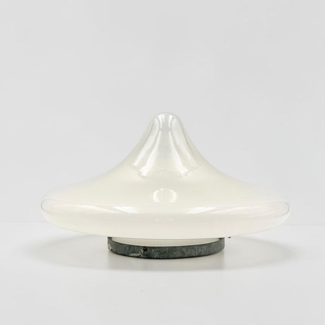Large Italian Opaline Glass Flush Mount, 1970s For Sale - Image 6 of 14