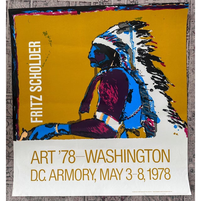 Yellow Original Fritz Scholder 'Art '78" Exhibition Silkscreen Poster For Sale - Image 8 of 10